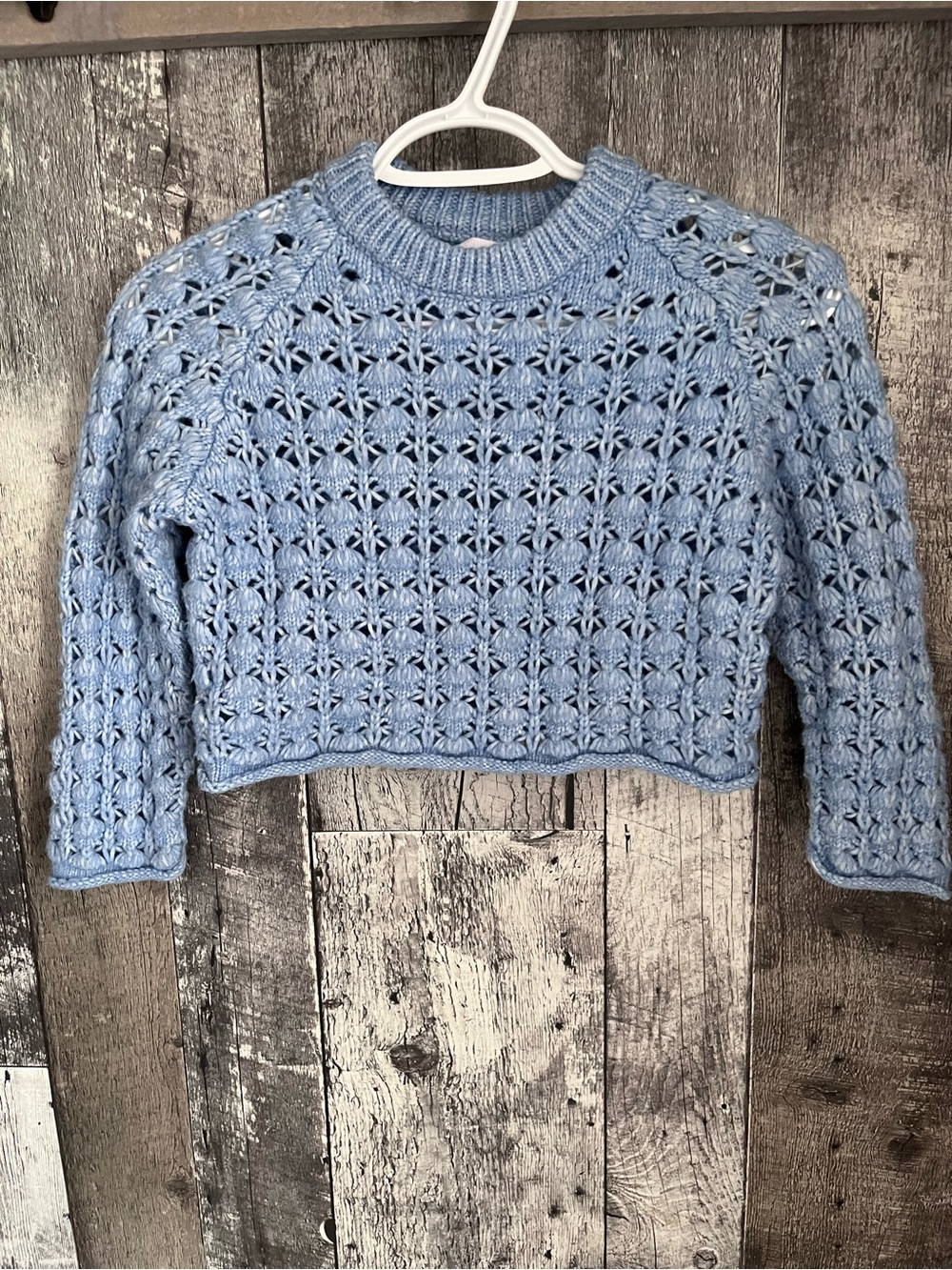 Zara cropped open knit sweater kids 6-7
